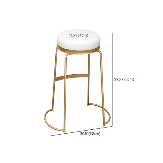 Glam Round Bar Stools Gold Metal Dining Stools with Footrest Clearhalo 'Bar Furniture' 'Bar Stools' 'bar_stools' 'furn' 'furn_bar_stools' 'Furniture' 'Kitchen & Dining Furniture' 6471900