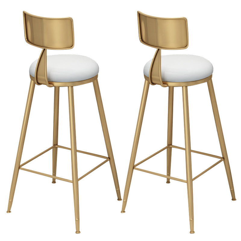 Gold Metal Dining Stools Glam Round Bar Stools with Footrest