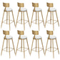 Gold Metal Dining Stools Glam Round Bar Stools with Footrest