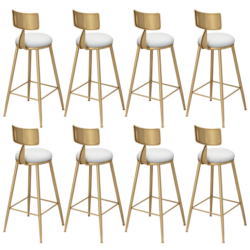 Gold Metal Dining Stools Glam Round Bar Stools with Footrest