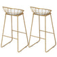 Gold Metal Dining Stools Glam Round Bar Stools with Footrest