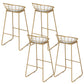 Gold Metal Dining Stools Glam Round Bar Stools with Footrest
