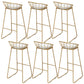 Gold Metal Dining Stools Glam Round Bar Stools with Footrest