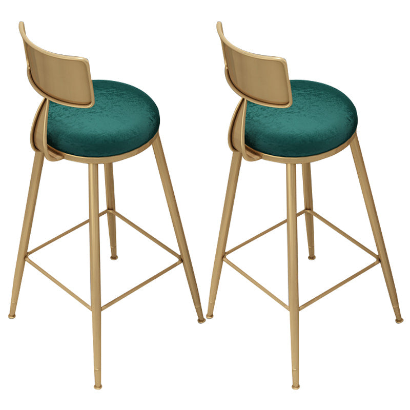 Gold Metal Dining Stools Glam Round Bar Stools with Footrest