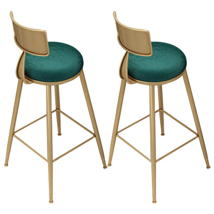 Gold Metal Dining Stools Glam Round Bar Stools with Footrest