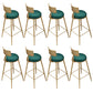 Gold Metal Dining Stools Glam Round Bar Stools with Footrest