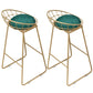 Gold Metal Dining Stools Glam Round Bar Stools with Footrest