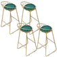 Gold Metal Dining Stools Glam Round Bar Stools with Footrest