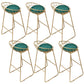 Gold Metal Dining Stools Glam Round Bar Stools with Footrest