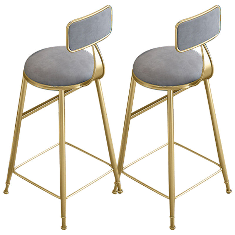 Glam Round Bar Stools Armless Backrest Dining Stools with Cushion Gray 2 Piece Set Clearhalo 'Bar Furniture' 'Bar Stools' 'bar_stools' 'furn' 'furn_bar_stools' 'Furniture' 'Kitchen & Dining Furniture' 6471982