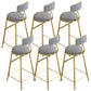 Glam Round Bar Stools Armless Backrest Dining Stools with Cushion Gray 6 Piece Set Clearhalo 'Bar Furniture' 'Bar Stools' 'bar_stools' 'furn' 'furn_bar_stools' 'Furniture' 'Kitchen & Dining Furniture' 6471985