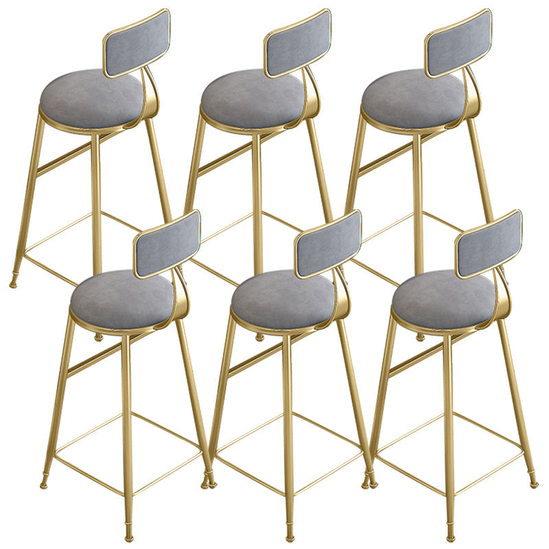 Glam Round Bar Stools Armless Backrest Dining Stools with Cushion Gray 6 Piece Set Clearhalo 'Bar Furniture' 'Bar Stools' 'bar_stools' 'furn' 'furn_bar_stools' 'Furniture' 'Kitchen & Dining Furniture' 6471985