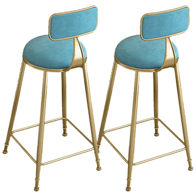 Glam Round Bar Stools Armless Backrest Dining Stools with Cushion Blue 2 Piece Set Clearhalo 'Bar Furniture' 'Bar Stools' 'bar_stools' 'furn' 'furn_bar_stools' 'Furniture' 'Kitchen & Dining Furniture' 6471998