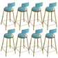 Glam Round Bar Stools Armless Backrest Dining Stools with Cushion Blue 8 Piece Set Clearhalo 'Bar Furniture' 'Bar Stools' 'bar_stools' 'furn' 'furn_bar_stools' 'Furniture' 'Kitchen & Dining Furniture' 6472001