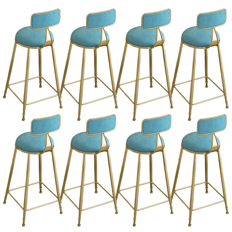 Glam Round Bar Stools Armless Backrest Dining Stools with Cushion Blue 8 Piece Set Clearhalo 'Bar Furniture' 'Bar Stools' 'bar_stools' 'furn' 'furn_bar_stools' 'Furniture' 'Kitchen & Dining Furniture' 6472001