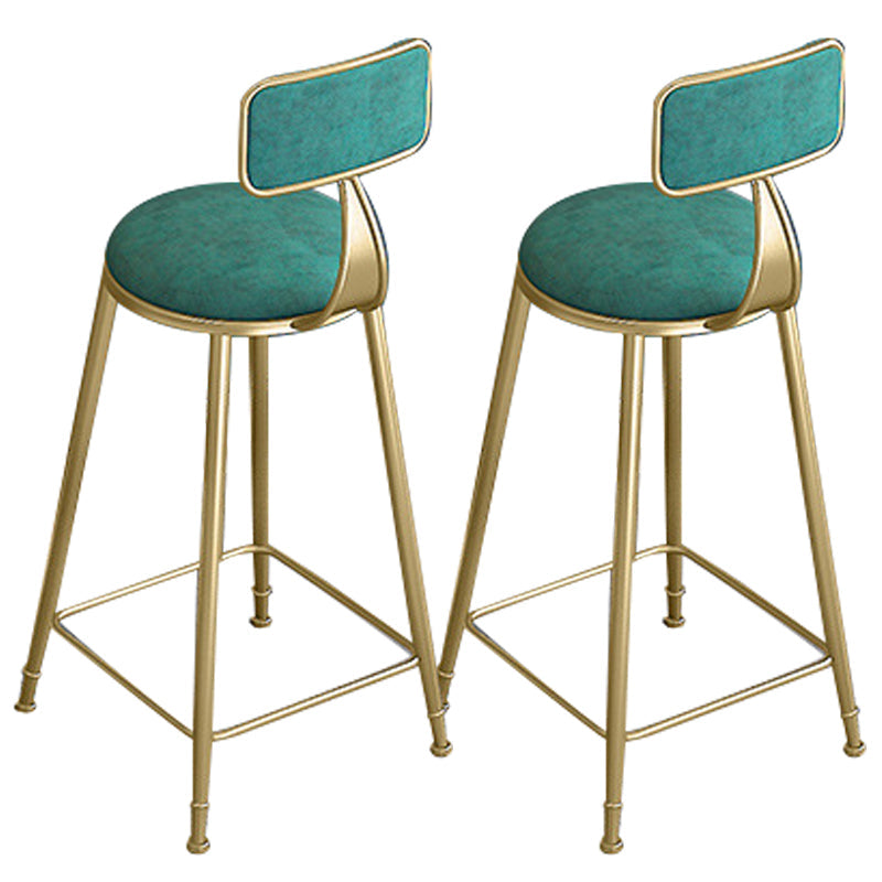 Glam Round Bar Stools Armless Backrest Dining Stools with Cushion Green 2 Piece Set Clearhalo 'Bar Furniture' 'Bar Stools' 'bar_stools' 'furn' 'furn_bar_stools' 'Furniture' 'Kitchen & Dining Furniture' 6472002