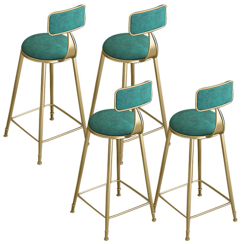 Glam Round Bar Stools Armless Backrest Dining Stools with Cushion Green 4 Piece Set Clearhalo 'Bar Furniture' 'Bar Stools' 'bar_stools' 'furn' 'furn_bar_stools' 'Furniture' 'Kitchen & Dining Furniture' 6472003
