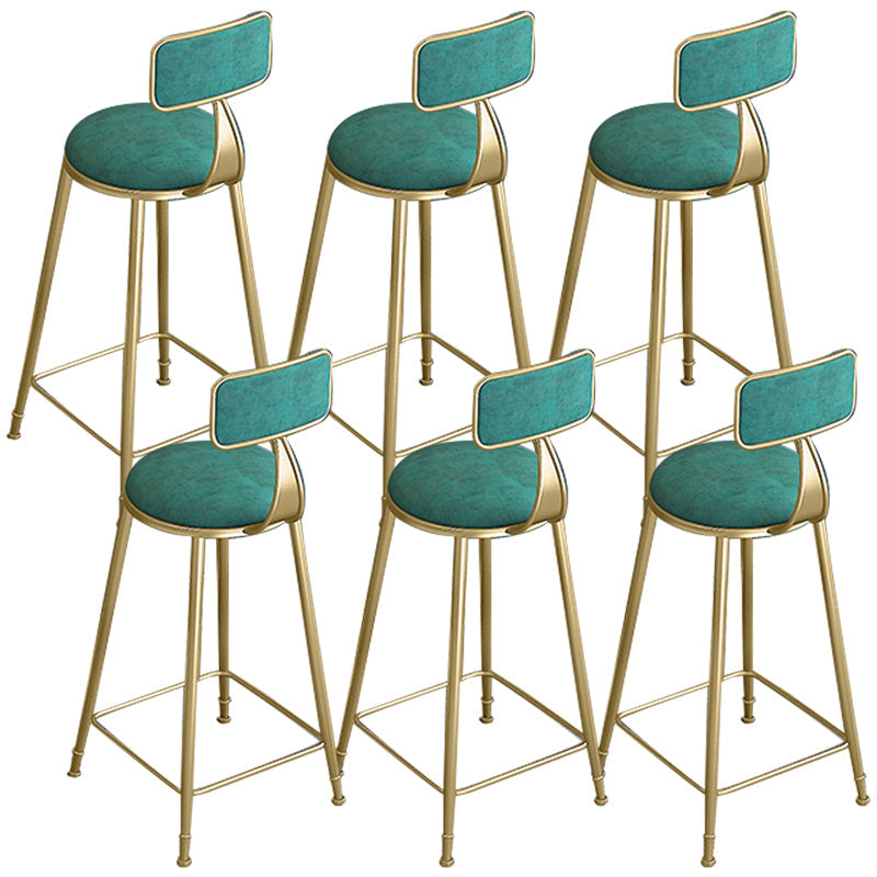 Glam Round Bar Stools Armless Backrest Dining Stools with Cushion Green 6 Piece Set Clearhalo 'Bar Furniture' 'Bar Stools' 'bar_stools' 'furn' 'furn_bar_stools' 'Furniture' 'Kitchen & Dining Furniture' 6472004