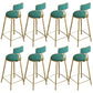 Glam Round Bar Stools Armless Backrest Dining Stools with Cushion Green 8 Piece Set Clearhalo 'Bar Furniture' 'Bar Stools' 'bar_stools' 'furn' 'furn_bar_stools' 'Furniture' 'Kitchen & Dining Furniture' 6472005