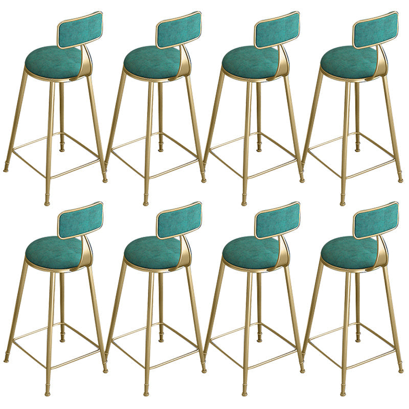 Glam Round Bar Stools Armless Backrest Dining Stools with Cushion Green 8 Piece Set Clearhalo 'Bar Furniture' 'Bar Stools' 'bar_stools' 'furn' 'furn_bar_stools' 'Furniture' 'Kitchen & Dining Furniture' 6472005