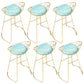 Glam Backrest Dining Stools Round Armless Bar Stools with Cushion
