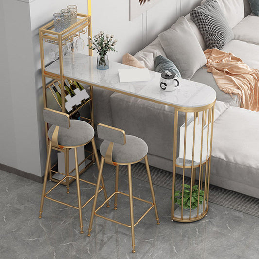 Metal Base Backrest Dining Stools Glam Round Bar Stools with Cushion