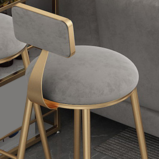 Metal Base Backrest Dining Stools Glam Round Bar Stools with Cushion