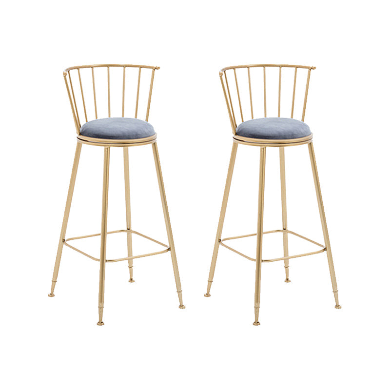 Gold Metal Base Dining Stools Low Back Round Bar Stools with Footrest Gray-Gold 2 Piece Set Clearhalo 'Bar Furniture' 'Bar Stools' 'bar_stools' 'furn' 'furn_bar_stools' 'Furniture' 'Kitchen & Dining Furniture' 6472109