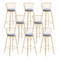 Gold Metal Base Dining Stools Low Back Round Bar Stools with Footrest Gray-Gold 8 Piece Set Clearhalo 'Bar Furniture' 'Bar Stools' 'bar_stools' 'furn' 'furn_bar_stools' 'Furniture' 'Kitchen & Dining Furniture' 6472114