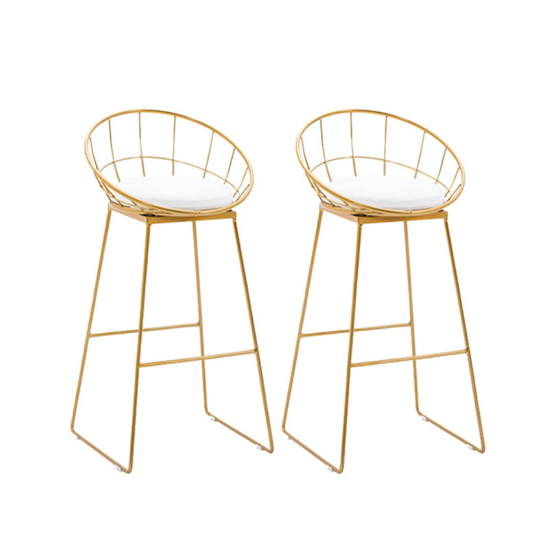 Gold Metal Base Dining Stools Low Back Round Bar Stools with Footrest White-Gold 2 Piece Set Clearhalo 'Bar Furniture' 'Bar Stools' 'bar_stools' 'furn' 'furn_bar_stools' 'Furniture' 'Kitchen & Dining Furniture' 6472117