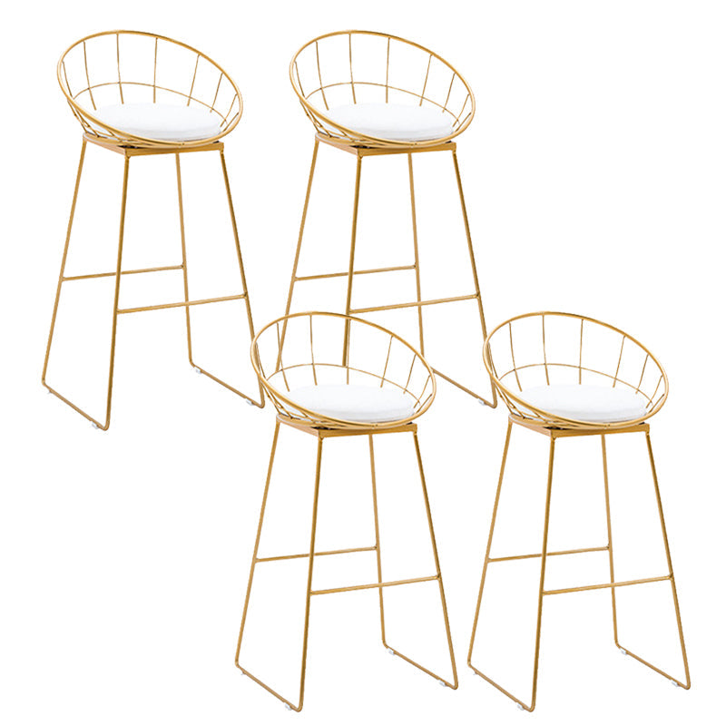 Gold Metal Base Dining Stools Low Back Round Bar Stools with Footrest White-Gold 4 Piece Set Clearhalo 'Bar Furniture' 'Bar Stools' 'bar_stools' 'furn' 'furn_bar_stools' 'Furniture' 'Kitchen & Dining Furniture' 6472119
