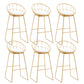Gold Metal Base Dining Stools Low Back Round Bar Stools with Footrest White-Gold 6 Piece Set Clearhalo 'Bar Furniture' 'Bar Stools' 'bar_stools' 'furn' 'furn_bar_stools' 'Furniture' 'Kitchen & Dining Furniture' 6472120