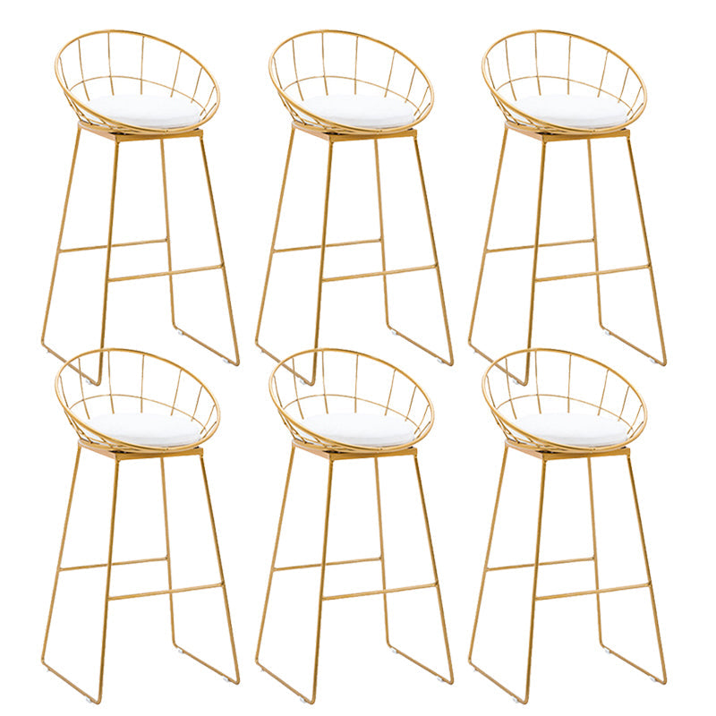 Gold Metal Base Dining Stools Low Back Round Bar Stools with Footrest White-Gold 6 Piece Set Clearhalo 'Bar Furniture' 'Bar Stools' 'bar_stools' 'furn' 'furn_bar_stools' 'Furniture' 'Kitchen & Dining Furniture' 6472120
