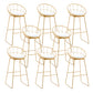 Gold Metal Base Dining Stools Low Back Round Bar Stools with Footrest White-Gold 8 Piece Set Clearhalo 'Bar Furniture' 'Bar Stools' 'bar_stools' 'furn' 'furn_bar_stools' 'Furniture' 'Kitchen & Dining Furniture' 6472121