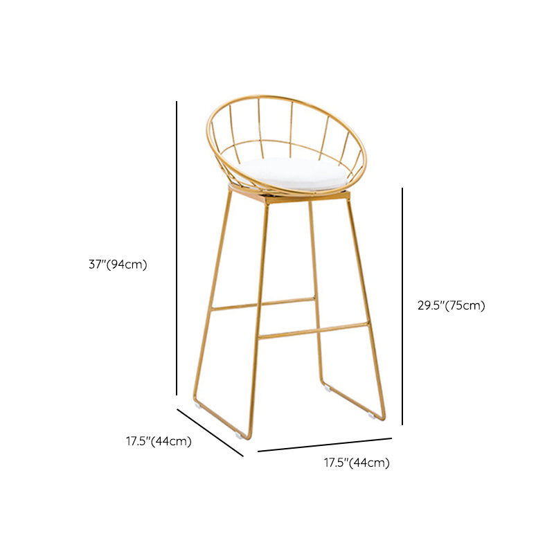 Gold Metal Base Dining Stools Low Back Round Bar Stools with Footrest Clearhalo 'Bar Furniture' 'Bar Stools' 'bar_stools' 'furn' 'furn_bar_stools' 'Furniture' 'Kitchen & Dining Furniture' 6472122