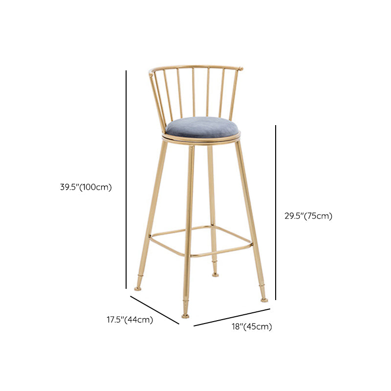 Gold Metal Base Dining Stools Low Back Round Bar Stools with Footrest Clearhalo 'Bar Furniture' 'Bar Stools' 'bar_stools' 'furn' 'furn_bar_stools' 'Furniture' 'Kitchen & Dining Furniture' 6472123