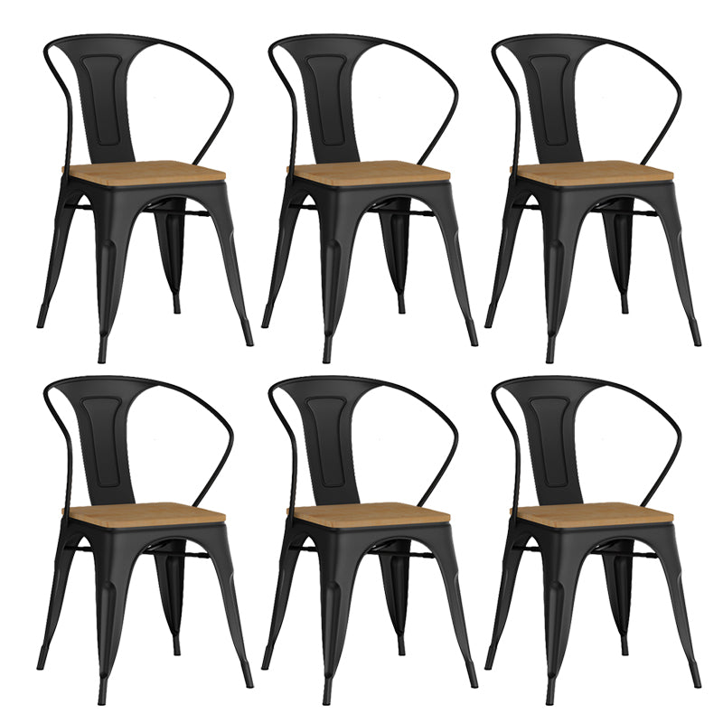 Industrial Style Metal Bar Stool Backrest Counter Stool for Restaurant and Bristol Black-Brown 6 Piece Set Clearhalo 'Bar Furniture' 'Bar Stools' 'bar_stools' 'furn' 'furn_bar_stools' 'Furniture' 'Kitchen & Dining Furniture' 6472184