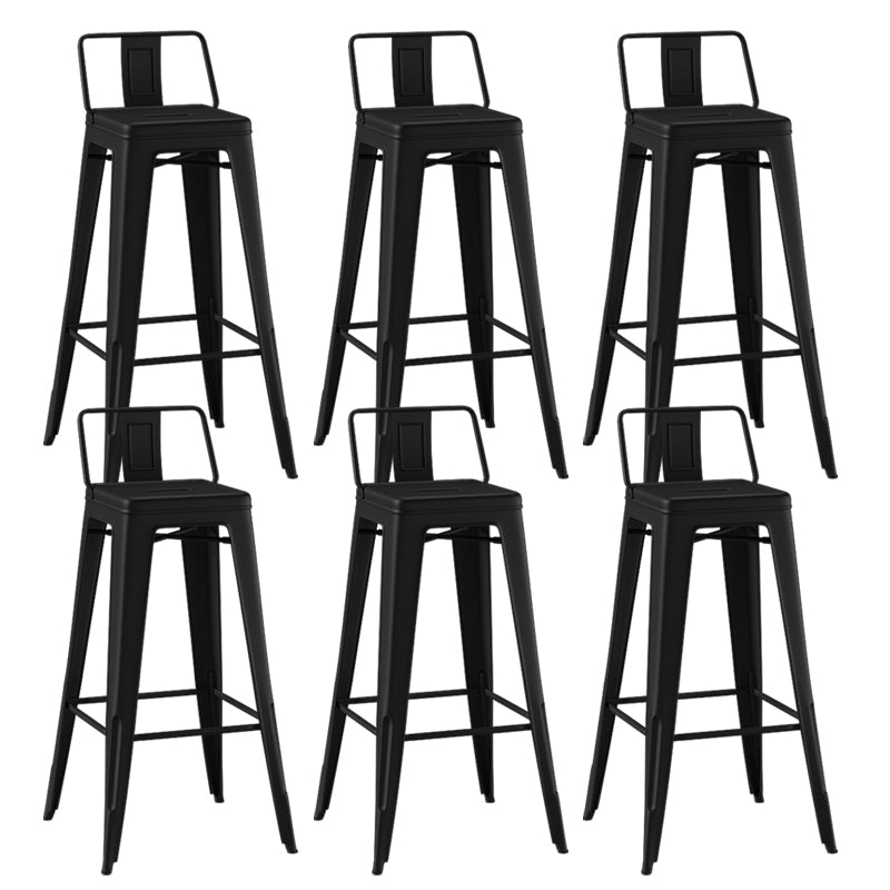 Industrial Style Metal Bar Stool Backrest Counter Stool for Restaurant and Bristol Black 6 Piece Set Clearhalo 'Bar Furniture' 'Bar Stools' 'bar_stools' 'furn' 'furn_bar_stools' 'Furniture' 'Kitchen & Dining Furniture' 6472192