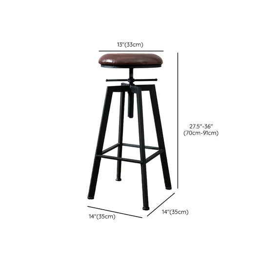 Industrial Adjustable Height Bar Stool Iron Frame Stool in Black