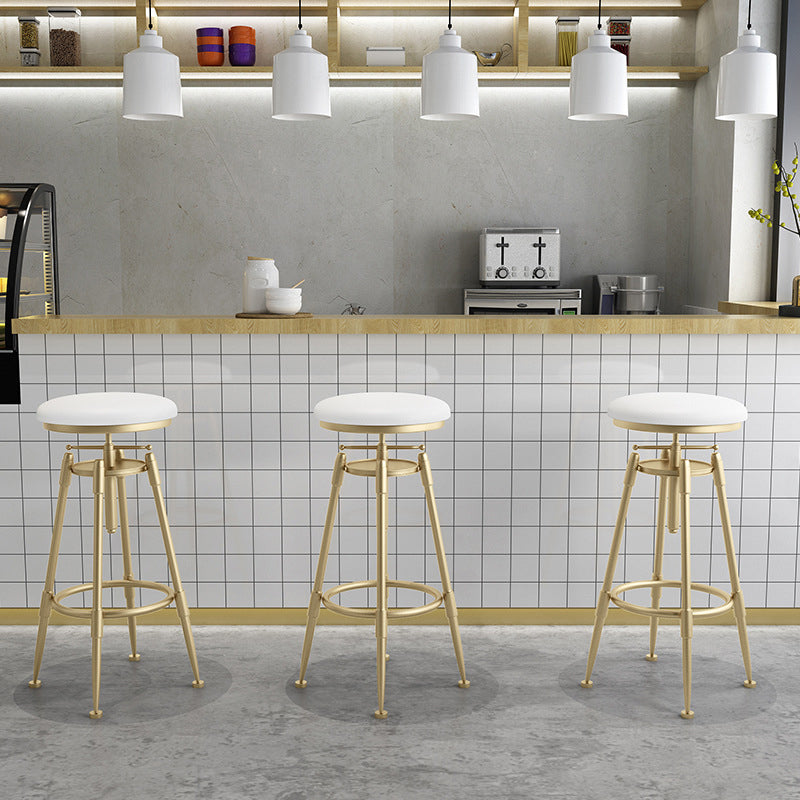 Metal Adjustable Height Bar Stool Industrial Upholstered Bar Stools Clearhalo 'Bar Furniture' 'Bar Stools' 'bar_stools' 'furn' 'furn_bar_stools' 'Furniture' 'Kitchen & Dining Furniture' 6472294
