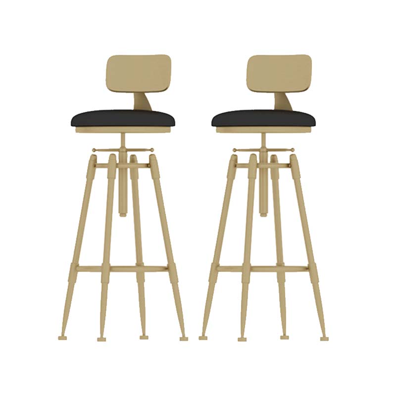 Metal Adjustable Height Bar Stool Industrial Upholstered Bar Stools Black 2 Piece Set Low Back Clearhalo 'Bar Furniture' 'Bar Stools' 'bar_stools' 'furn' 'furn_bar_stools' 'Furniture' 'Kitchen & Dining Furniture' 6472295