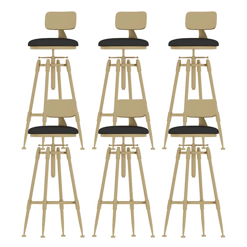 Metal Adjustable Height Bar Stool Industrial Upholstered Bar Stools Black 6 Piece Set Low Back Clearhalo 'Bar Furniture' 'Bar Stools' 'bar_stools' 'furn' 'furn_bar_stools' 'Furniture' 'Kitchen & Dining Furniture' 6472299