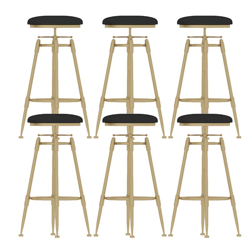 Metal Adjustable Height Bar Stool Industrial Upholstered Bar Stools Black 6 Piece Set Backless Clearhalo 'Bar Furniture' 'Bar Stools' 'bar_stools' 'furn' 'furn_bar_stools' 'Furniture' 'Kitchen & Dining Furniture' 6472307