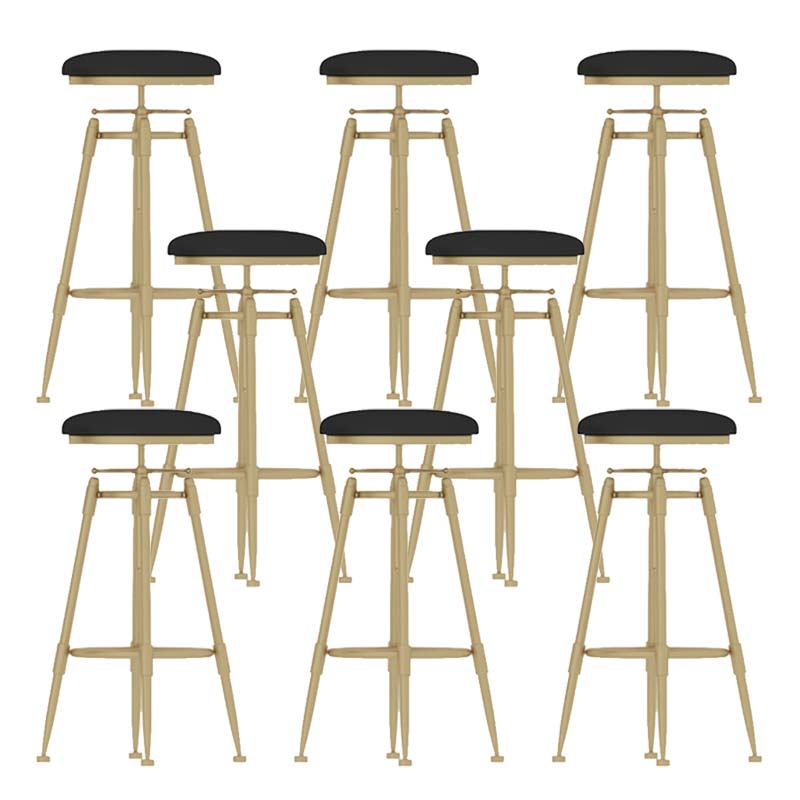Metal Adjustable Height Bar Stool Industrial Upholstered Bar Stools Black 8 Piece Set Backless Clearhalo 'Bar Furniture' 'Bar Stools' 'bar_stools' 'furn' 'furn_bar_stools' 'Furniture' 'Kitchen & Dining Furniture' 6472308