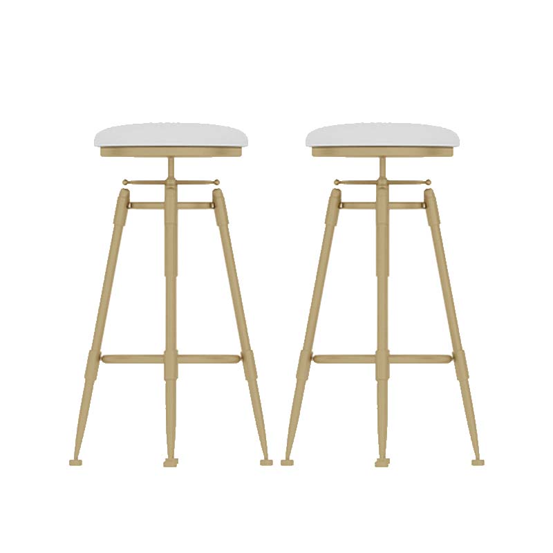 Metal Adjustable Height Bar Stool Industrial Upholstered Bar Stools White 2 Piece Set Backless Clearhalo 'Bar Furniture' 'Bar Stools' 'bar_stools' 'furn' 'furn_bar_stools' 'Furniture' 'Kitchen & Dining Furniture' 6472309