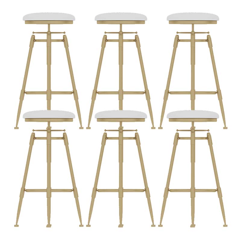 Metal Adjustable Height Bar Stool Industrial Upholstered Bar Stools White 6 Piece Set Backless Clearhalo 'Bar Furniture' 'Bar Stools' 'bar_stools' 'furn' 'furn_bar_stools' 'Furniture' 'Kitchen & Dining Furniture' 6472311