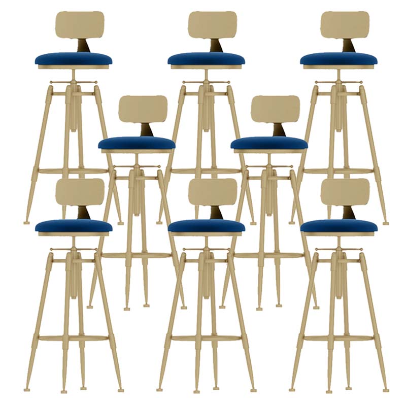 Metal Adjustable Height Bar Stool Industrial Upholstered Bar Stools Blue 8 Piece Set Low Back Clearhalo 'Bar Furniture' 'Bar Stools' 'bar_stools' 'furn' 'furn_bar_stools' 'Furniture' 'Kitchen & Dining Furniture' 6472320