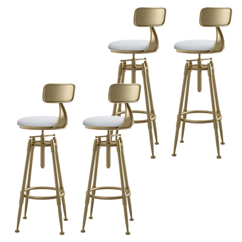 Metal Adjustable Height Bar Stool Industrial Upholstered Bar Stools White 4 Piece Set Low Back Clearhalo 'Bar Furniture' 'Bar Stools' 'bar_stools' 'furn' 'furn_bar_stools' 'Furniture' 'Kitchen & Dining Furniture' 6472326
