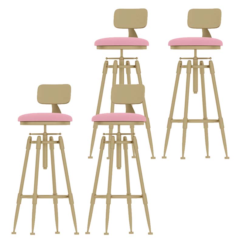 Metal Adjustable Height Bar Stool Industrial Upholstered Bar Stools Pink 4 Piece Set Low Back Clearhalo 'Bar Furniture' 'Bar Stools' 'bar_stools' 'furn' 'furn_bar_stools' 'Furniture' 'Kitchen & Dining Furniture' 6472334
