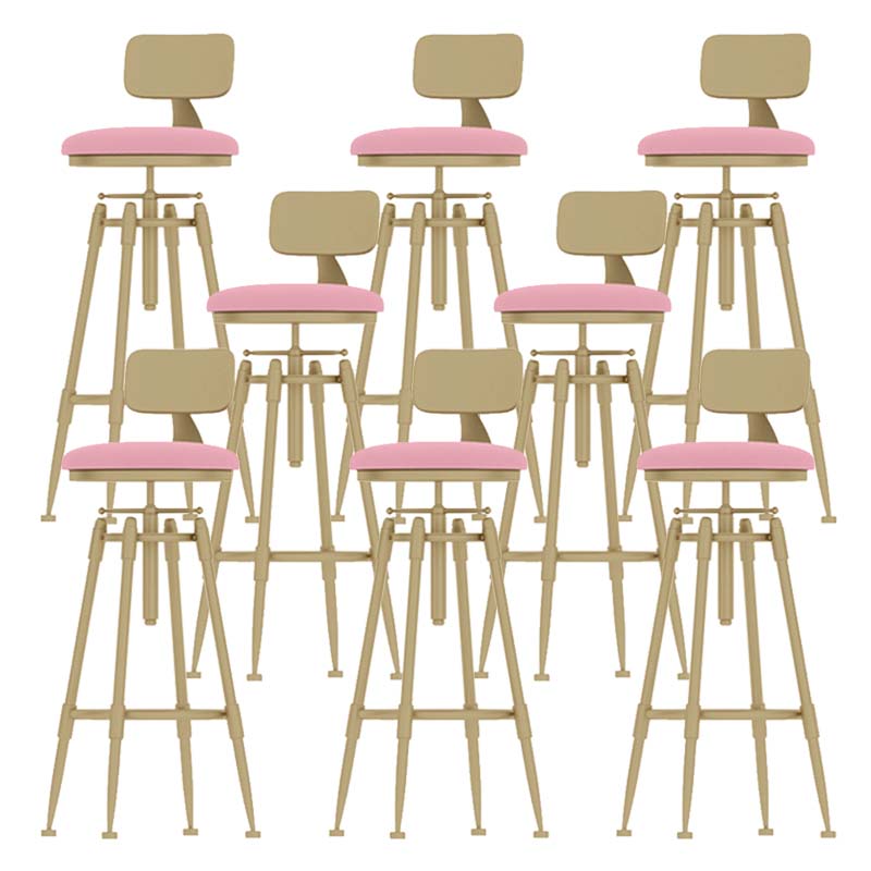 Metal Adjustable Height Bar Stool Industrial Upholstered Bar Stools Pink 8 Piece Set Low Back Clearhalo 'Bar Furniture' 'Bar Stools' 'bar_stools' 'furn' 'furn_bar_stools' 'Furniture' 'Kitchen & Dining Furniture' 6472336